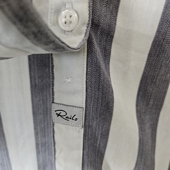 Rails Julian Shirt Dress Lisbon Stripe White Blue Tunic Button Tab Tencel SZ S - Picture 8 of 10